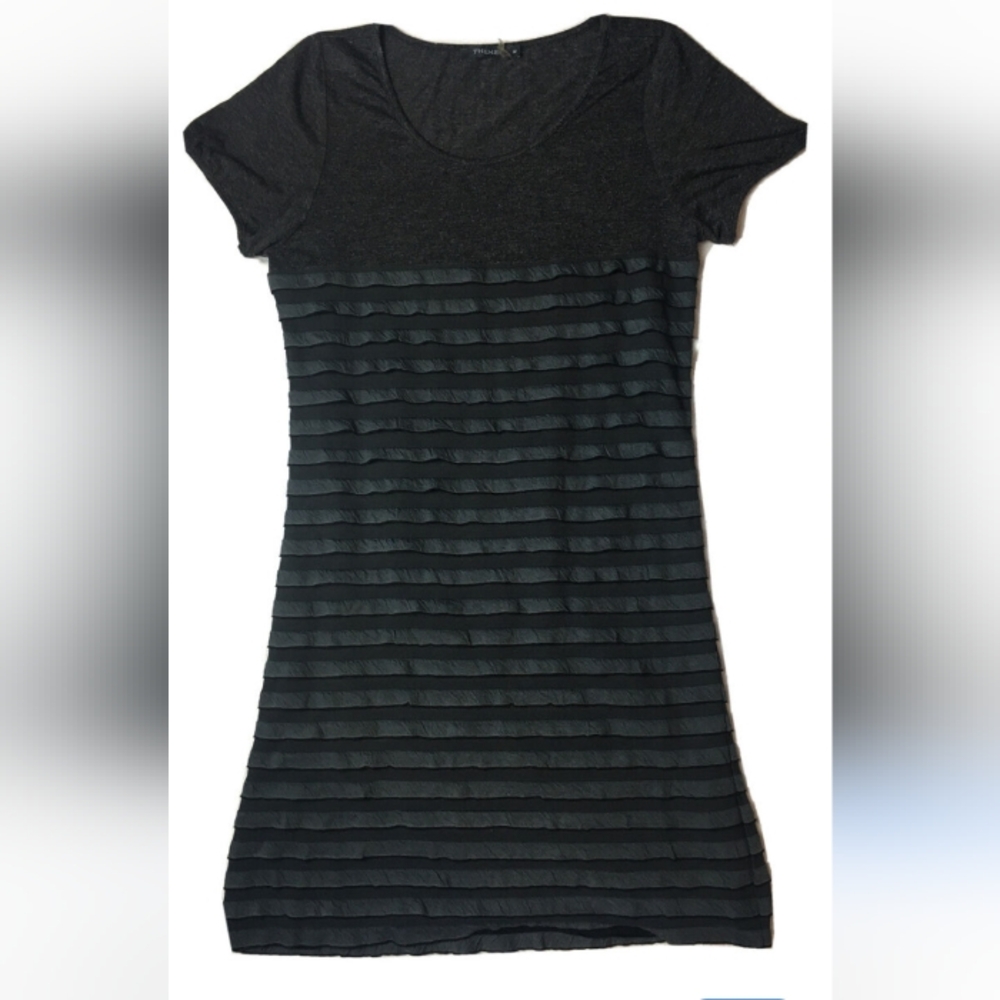 NWT (Med.) Theme Black Striped Mini Dress